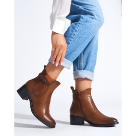 Botines de mujer marrones con tacón bajo marrón 2