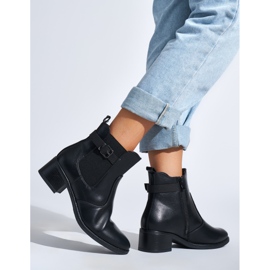 Botines negros de tacón bajo para mujer 1