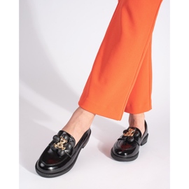 Mocasines de mujer charol negro con osito 1