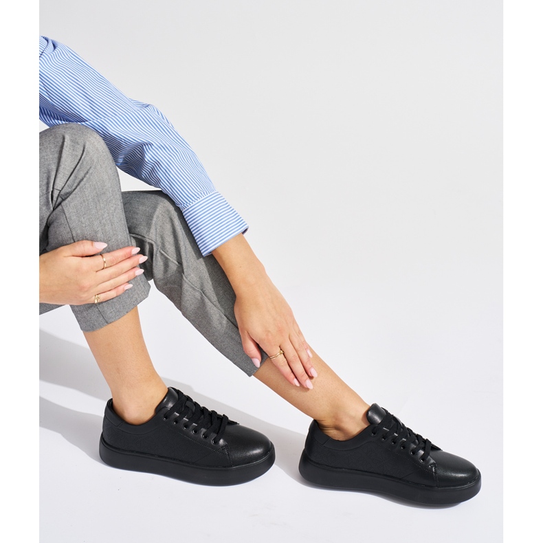 Sergio Leone Zapatillas de deporte de cuero negro SP014 1