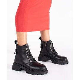 Botines mujer piel negros con cordones 2