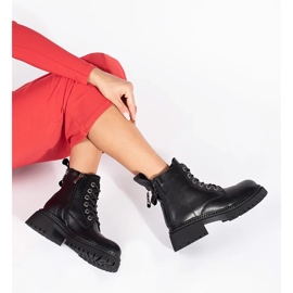 Botines mujer piel negros con cordones 3