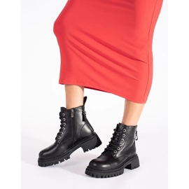 Botines mujer piel negros con cordones 4