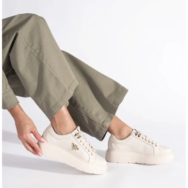 Deportivas plataforma piel beige blanco 3