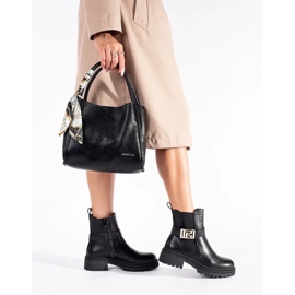 Seastar Botines clásicos negros con tira decorativa. 1