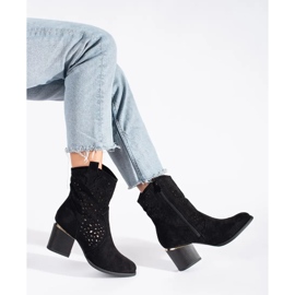 Seastar Botas cowboy negras caladas con tacón alto negro 4