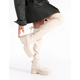 Mosqueteros de plataforma color crema beige 2