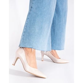 Zapatos de tacón de aguja con perlas, clásicos y elegantes beige 3