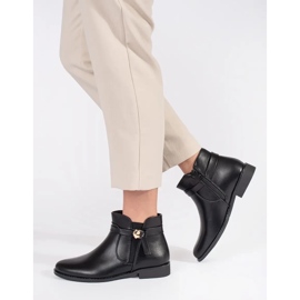 Botines negros de mujer con tira en tacón bajo 4