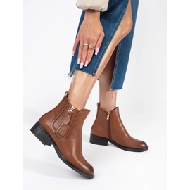 Botas Chelsea de mujer marrones con cremallera decorativa marrón 1 Botas Chelsea de mujer marrones con cremallera decorativa marrón 1