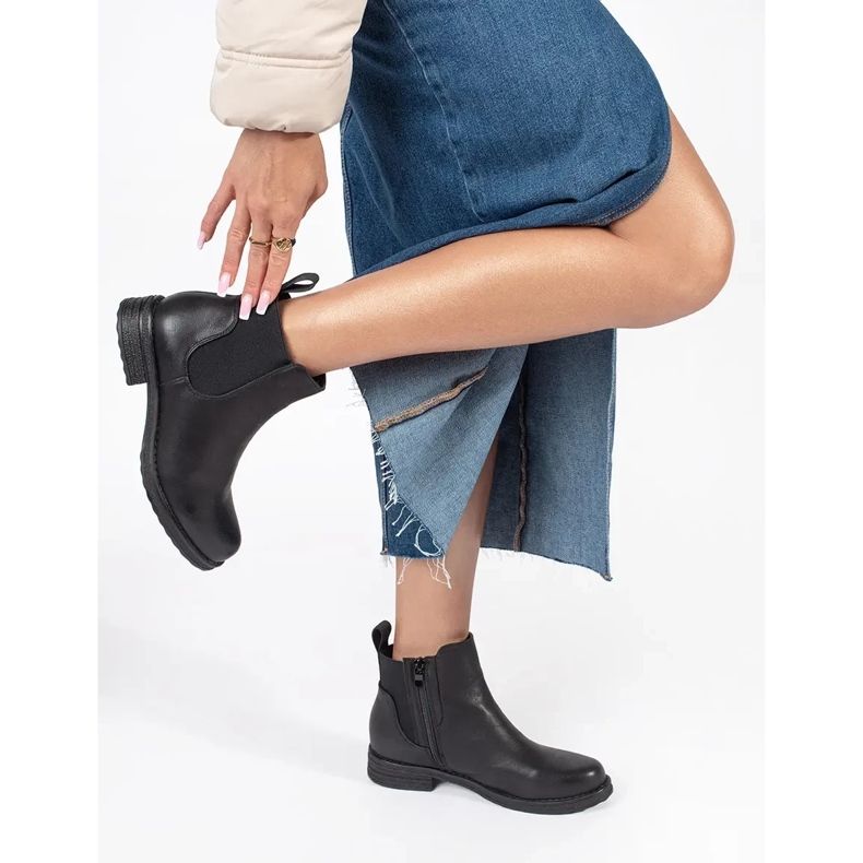 Botas Chelsea planas mujer negras negro 1 Botas Chelsea planas mujer negras negro 1