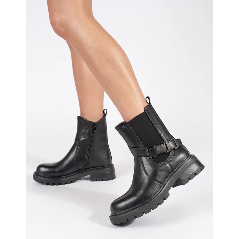 Botas Chelsea de mujer de piel negra con plataforma Sergio Leone negro 1
