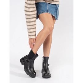 Botas Chelsea de mujer de piel negra con plataforma Sergio Leone negro 3