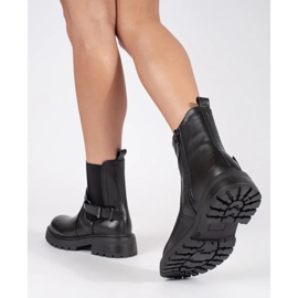 Botas Chelsea de mujer de piel negra con plataforma Sergio Leone negro 4