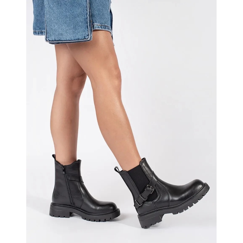 Botas Chelsea de mujer de piel negra con plataforma Sergio Leone negro 2