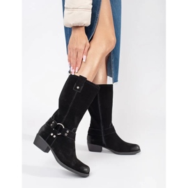 Botas cowboy de piel negras para mujer de Sergio Leone negro 2