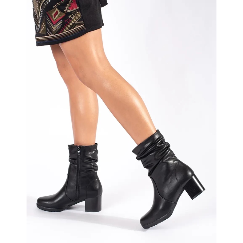 Botines arrugados de mujer de piel negra Sergio Leone negro 1