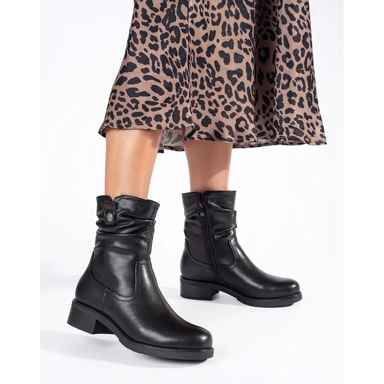 Botines de mujer con aislamiento de piel negra Sergio Leone negro 2