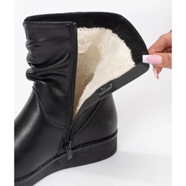 Botines de mujer de piel negra con cuña baja y parte superior con volantes de Sergio Leone negro 2