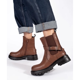 Botas Chelsea de mujer de piel marrón con plataforma Sergio Leone 1