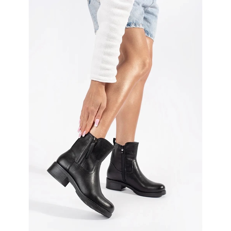 Botines de mujer de piel negros de Sergio Leone 1 Botines de mujer de piel negros de Sergio Leone 1