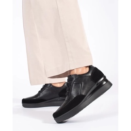 Zapatos cuña mujer piel negra Sergio Leone negro 2