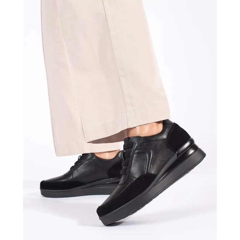 Zapatos cuña mujer piel negra Sergio Leone negro 2