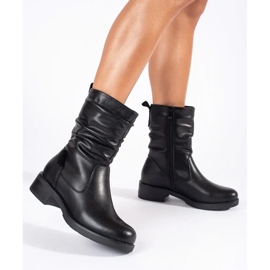 Botines de mujer de piel negra con tacón bajo Sergio Leone negro 2