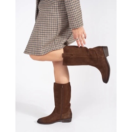 Botas cowboy de mujer de piel marrón con tacón alto de Sergio Leone 4