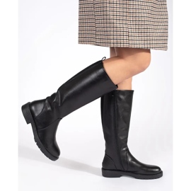 Botas clásicas de mujer de piel negra de Sergio Leone negro 1