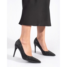 Seastar Zapatos de salón de mujer negros con purpurina. 4