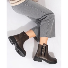 Botas Chelsea de mujer marrones con hebilla marrón 1