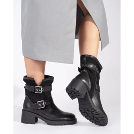 Botines de mujer negros con tacón y hebillas 1
