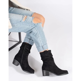 Botas estilo cowboy de mujer negras con empeine con volantes negro 1