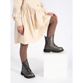 Botas de invierno aislantes con cordones para niña gris 2