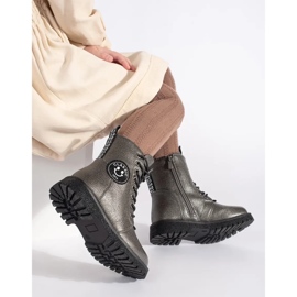 Botas de invierno aislantes con cordones para niña gris 4