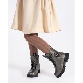 Botines de invierno con cordones y aislamiento para niña, gris 1 Botines de invierno con cordones y aislamiento para niña, gris 1