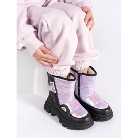 Botas de nieve de niña acolchadas con brillo violeta 1