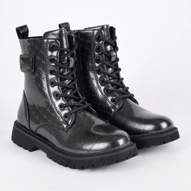 Botines con cordones charol negro para niña 2