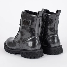 Botines con cordones charol negro para niña 1