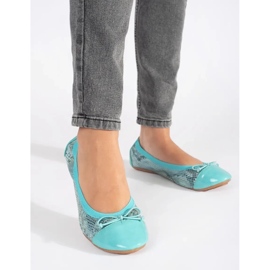 Bailarinas azules con estampado de serpiente y lazo. 2