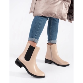 Botas Chelsea beige claro con aplicación elástica 1