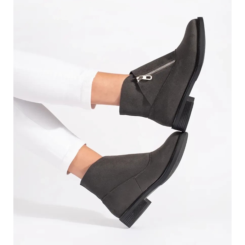 Shelvt Botines planos grises con cremallera 1