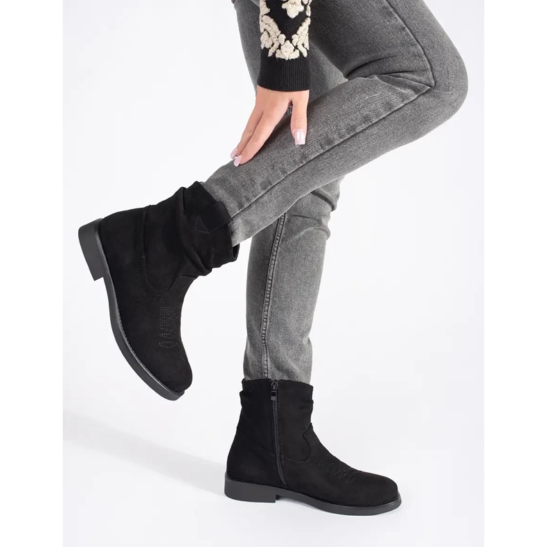 Shelvt Botas cowboy mujer ante negro 2