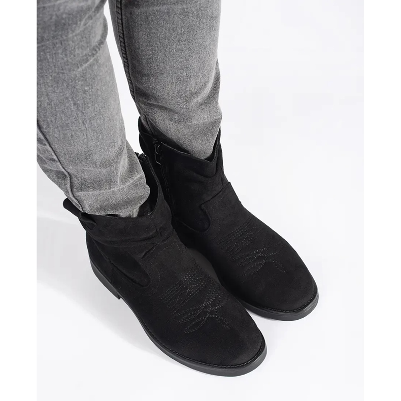 Shelvt Botas cowboy mujer ante negro 1