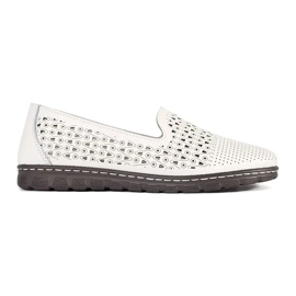 Goodin Zapatos de bailarinas de cuero blanco y abiertos 1