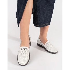 Goodin Zapatos de bailarinas de cuero blanco y abiertos 2