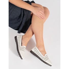 Goodin Zapatos de bailarinas de cuero blanco y abiertos 4