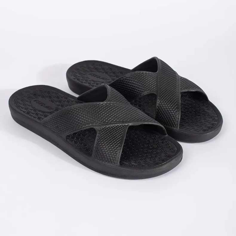 Shelvt Chanclas de piscina hombre negras negro 2