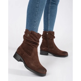 Botines marrones con parte superior de cuero con volantes de Sergio Leone marrón 2